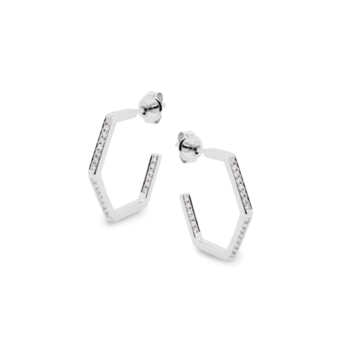Hive Diamond Hoop Earrings White Gold