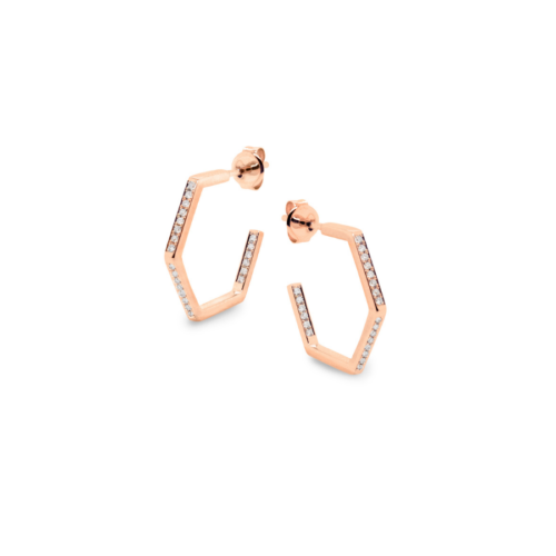 Hive Diamond Hoop Earrings Rose Gold