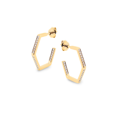 Hive Diamond Hoop Earrings Yellow Gold
