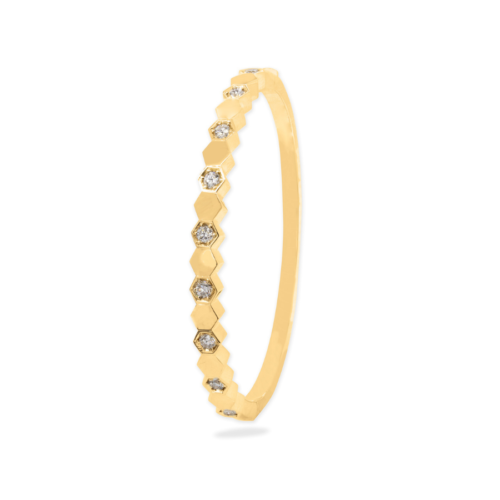Honeycomb Diamond Bangle Yellow Gold
