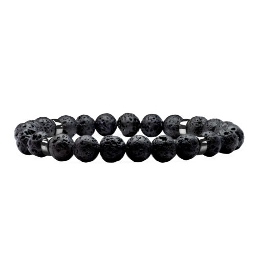 Lava Beaded Bracelet Black Rhodium