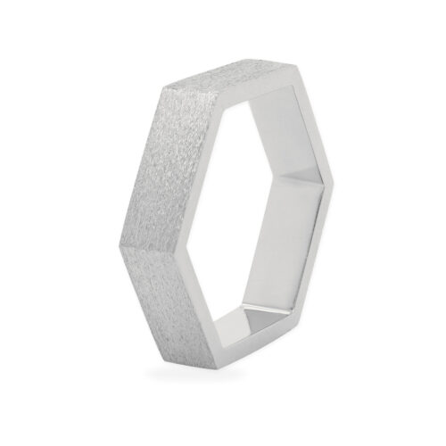 Honey and Hive Gents Hexagonal Ring White Gold