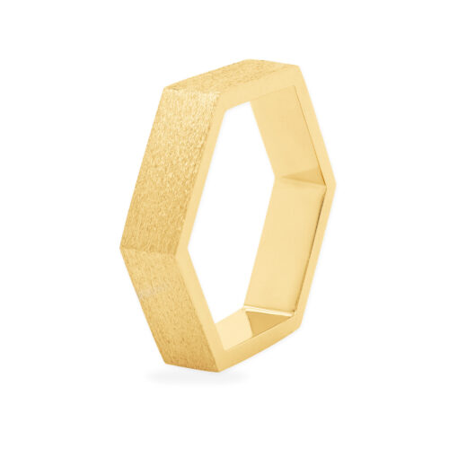 Honey and Hive Gents Hexagonal Ring Yellow Gold